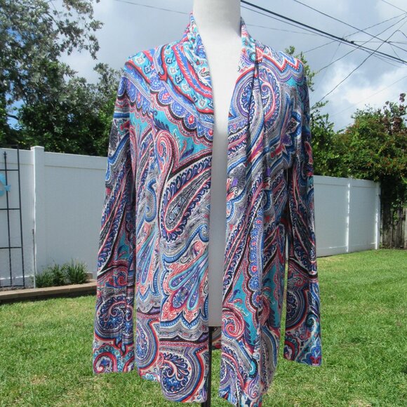 Neiman Marcus Women's Silk Cashmere Wool Open Cardigan Sweater XL, Multicolor - Picture 1 of 8